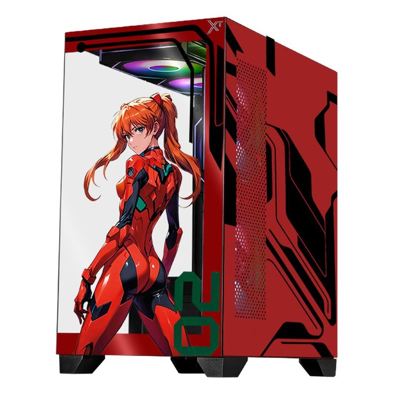 Gabinete xtreme pc eva 02 mini torre 5 fan argb hub rojo