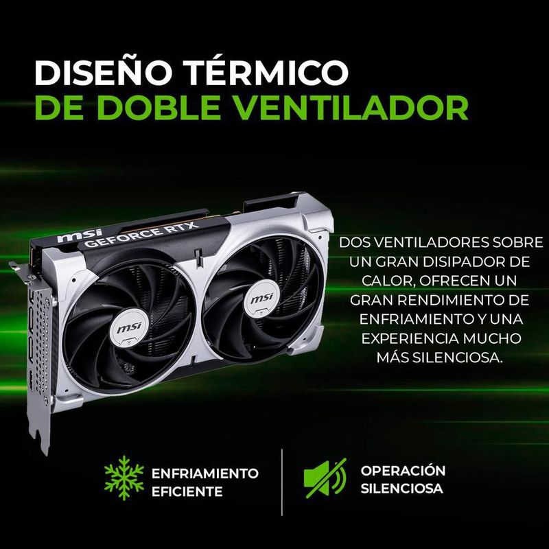 Tarjeta de video msi geforce rtx 5060 ventus 2x oc 8gb gddr7