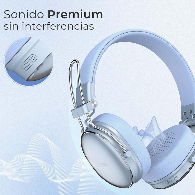 Audifonos diadema inalambrica acteck hp710 microfono azul