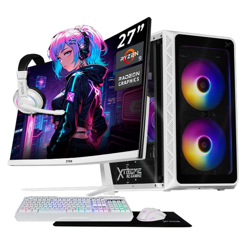 Xtreme pc radeon 780m ryzen 9 16gb ssd 1tb monitor 27 white