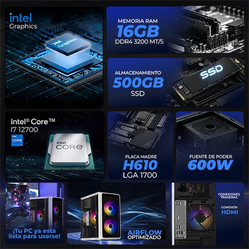 Xtreme pc intel core i7 16gb ssd 500gb monitor 27 wifi white