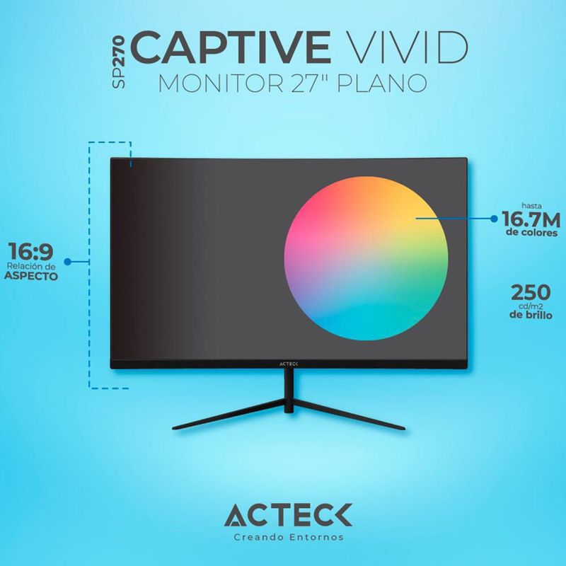 Monitor 27 acteck captive vivid ii sp270 100hz fhd ac-943154