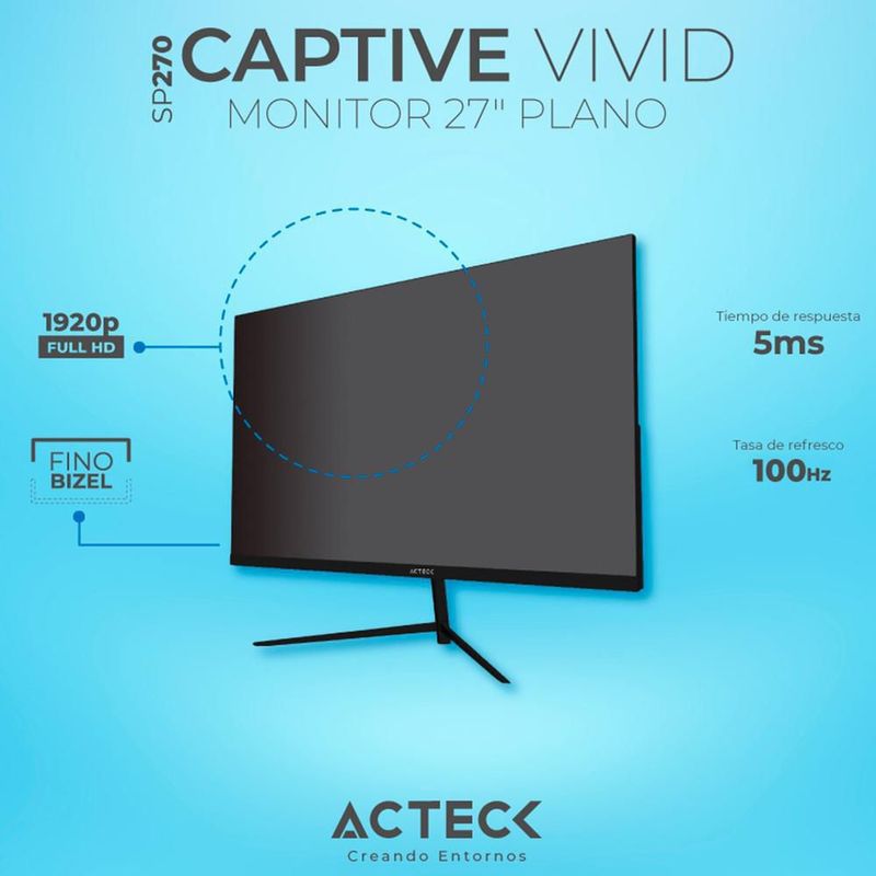 Monitor 27 acteck captive vivid ii sp270 100hz fhd ac-943154