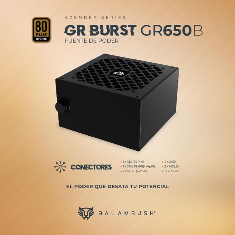 Fuente de poder balam rush gr650b 650w 80+ brz no modular br-937689