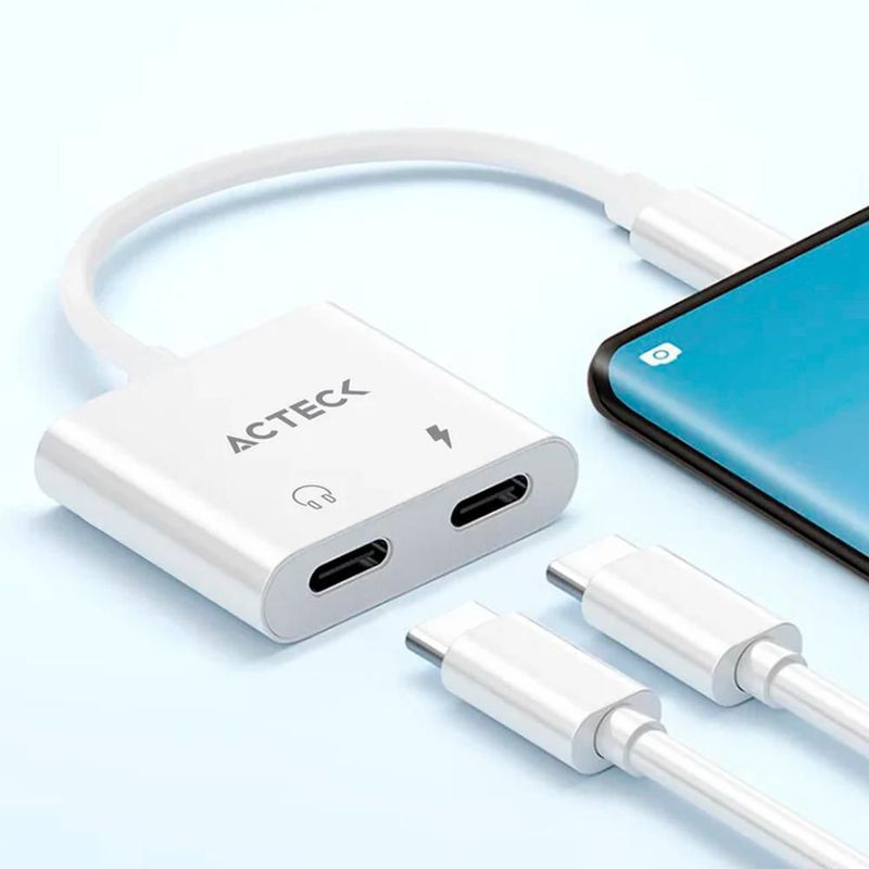 Adaptador acteck aa415 usb-c 3.1 a 2x usb-c blanco ac-939768