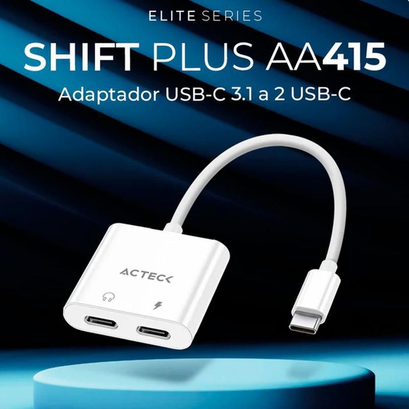 Adaptador acteck aa415 usb-c 3.1 a 2x usb-c blanco ac-939768