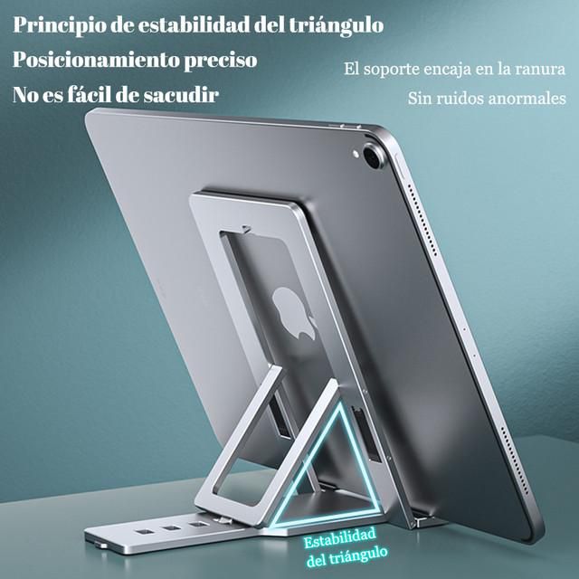 Soporte de teléfono móvil de escritorio ultradelgado y portátil, plegable, de aleación de aluminio, soporte para tabletas y computadoras