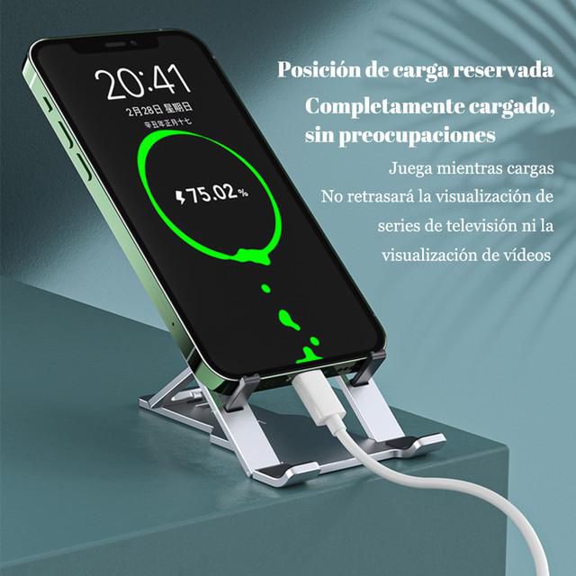 Soporte de teléfono móvil de escritorio ultradelgado y portátil, plegable, de aleación de aluminio, soporte para tabletas y computadoras