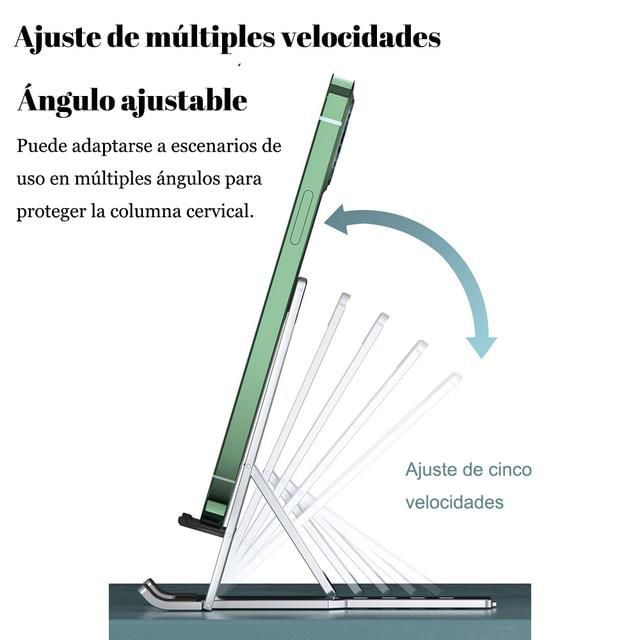 Soporte de teléfono móvil de escritorio ultradelgado y portátil, plegable, de aleación de aluminio, soporte para tabletas y computadoras