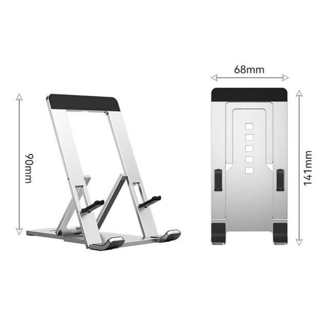 Soporte de teléfono móvil de escritorio ultradelgado y portátil, plegable, de aleación de aluminio, soporte para tabletas y computadoras