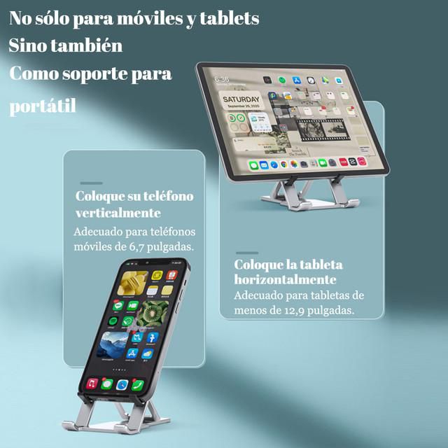 Soporte de teléfono móvil de escritorio ultradelgado y portátil, plegable, de aleación de aluminio, soporte para tabletas y computadoras