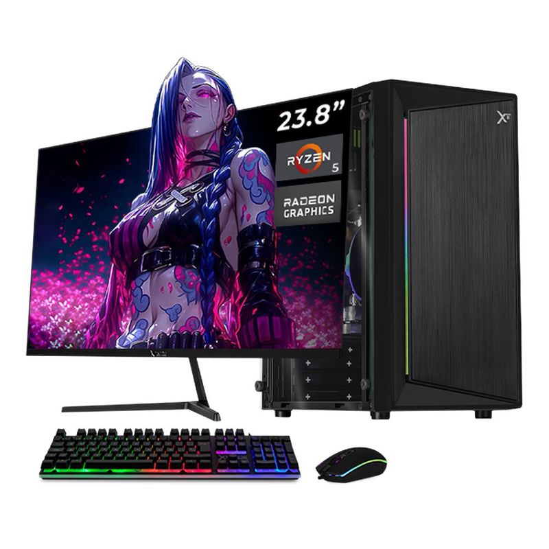 Xtreme pc radeon vega ryzen 5 16gb 500gb monitor 23.8 black