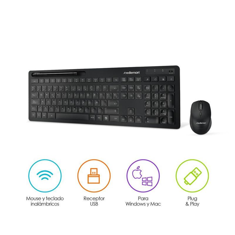 Teclado y Mouse Inalámbrico USB para Windows y Mac