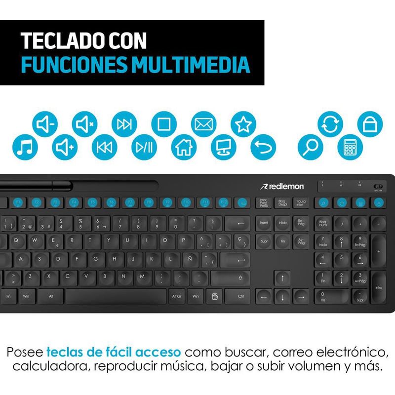 Teclado y Mouse Inalámbrico USB para Windows y Mac