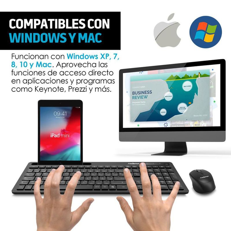 Teclado y Mouse Inalámbrico USB para Windows y Mac