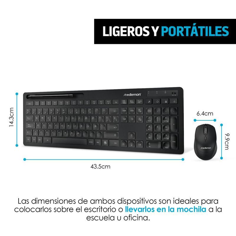 Teclado y Mouse Inalámbrico USB para Windows y Mac