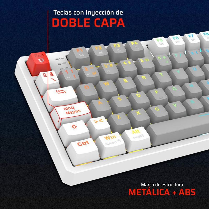 Teclado gamer balam rush pro gk990 inalambrico 80% rgb g/wh
