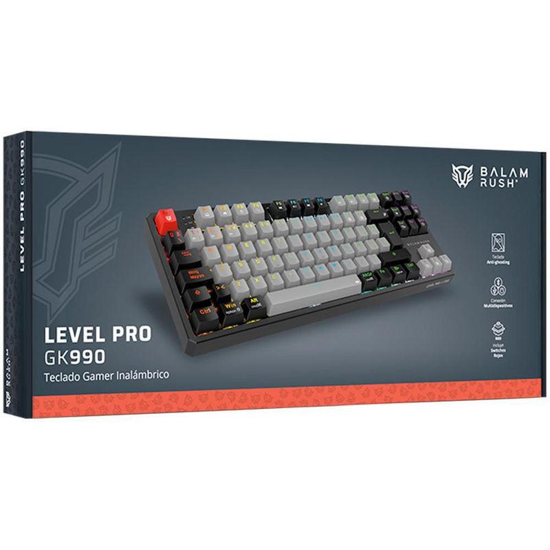 Teclado gamer balam rush pro gk990 inalambrico 80% rgb g/bk