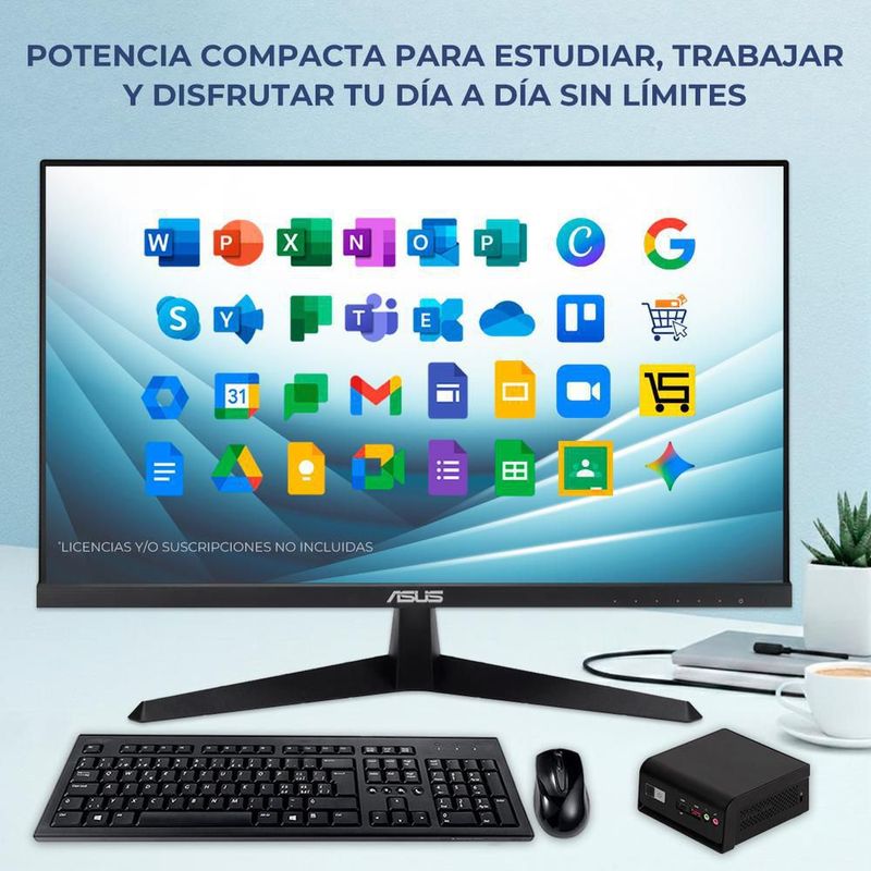 Computadora asus nuc essential intel n150 8gb 256gb monitor