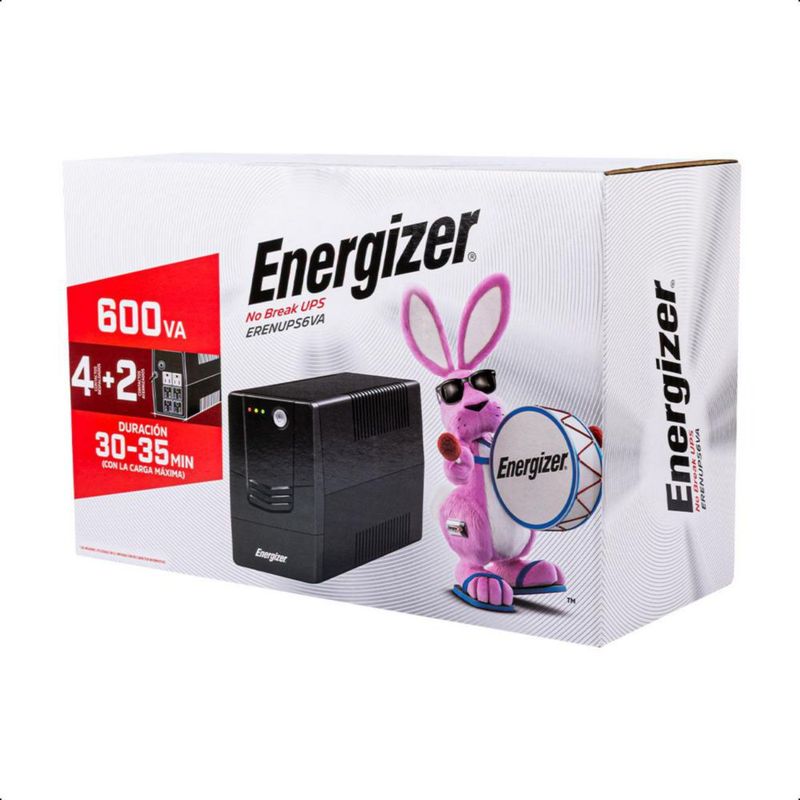 ENERGIZER No Break UPS, 360W, 6 Contactos 600VA