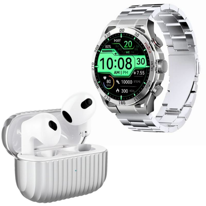 Audífonos G-Tide H21 Plata con Smartwatch Filwans GTR Plata