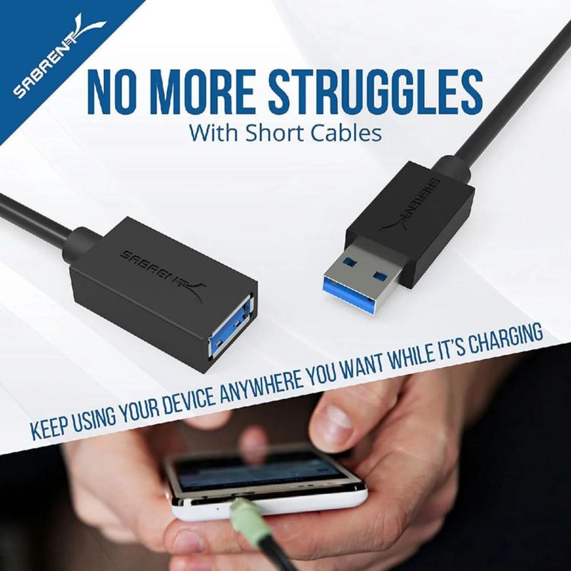 Cable extensión USB 3.0 SABRENT 22AWG macho-hembra tipo A 3m