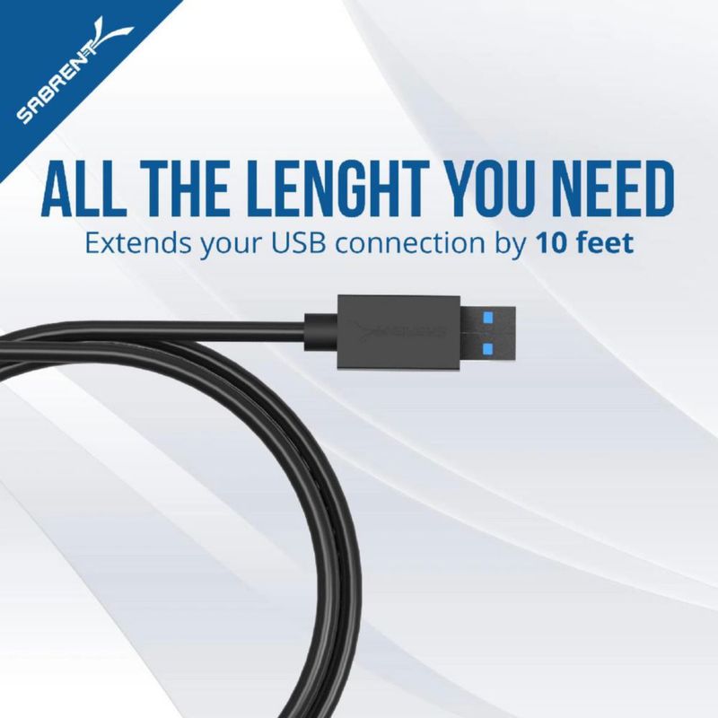 Cable extensión USB 3.0 SABRENT 22AWG macho-hembra tipo A 3m