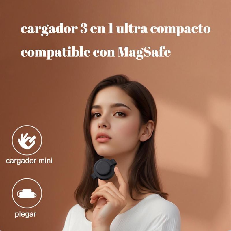 Cargador de escritorio 3 en 1 plegable, cargador inalámbrico magnético, compacto, adecuado para teléfonos de Apple.HOGAWAY