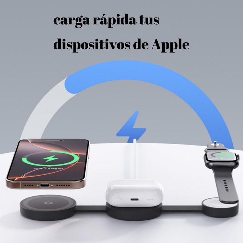 Cargador de escritorio 3 en 1 plegable, cargador inalámbrico magnético, compacto, adecuado para teléfonos de Apple.HOGAWAY
