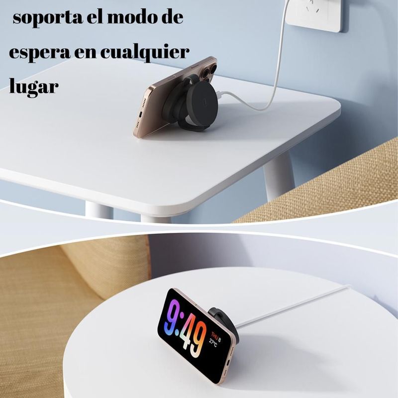 Cargador de escritorio 3 en 1 plegable, cargador inalámbrico magnético, compacto, adecuado para teléfonos de Apple.HOGAWAY