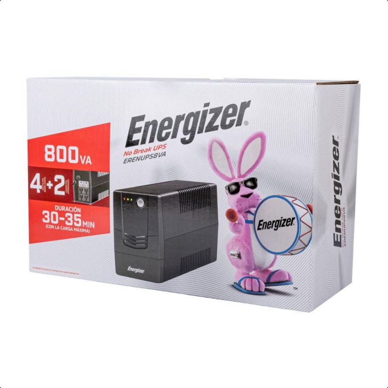 ENERGIZER No Break UPS, 480W, 6 Contactos 800VA