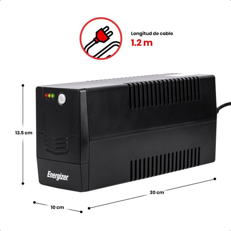ENERGIZER No Break UPS, 480W, 6 Contactos 800VA