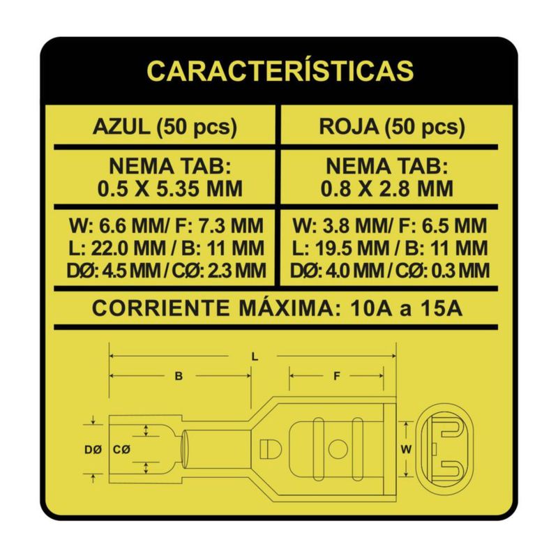 Terminal Hembra Faston Aislada LK-TRFx2 2 Tamaños 14-16 Awg Steelpro