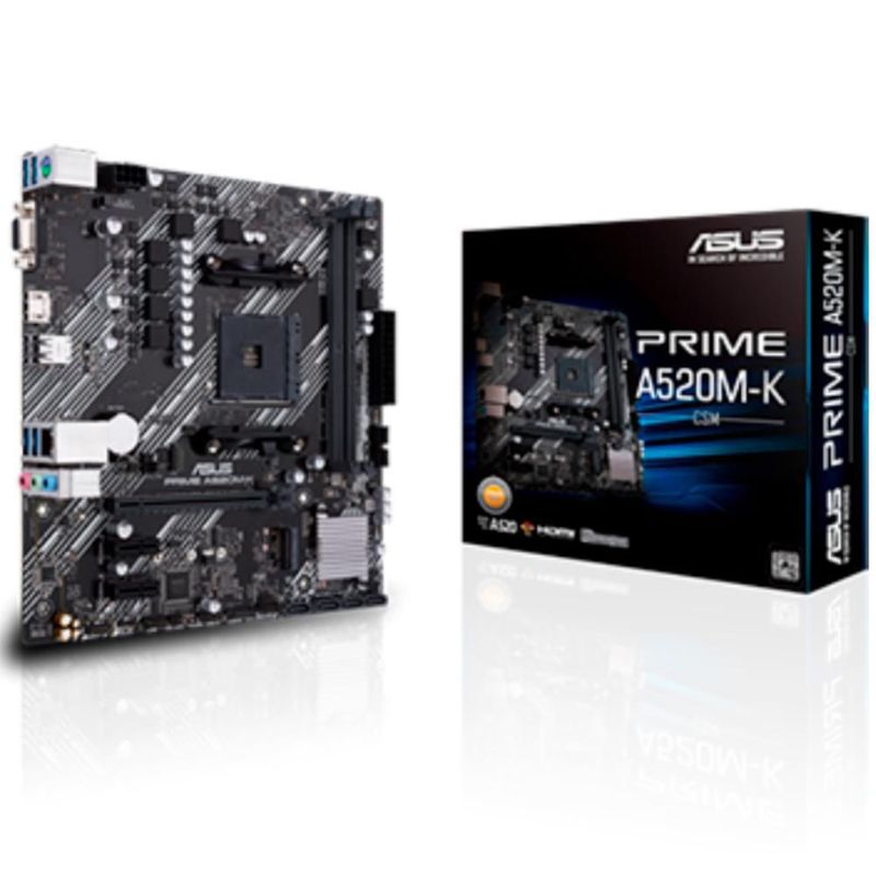 Tarjeta madre asus prime a520m-k/csm am4 ddr4 m.2 micro atx
