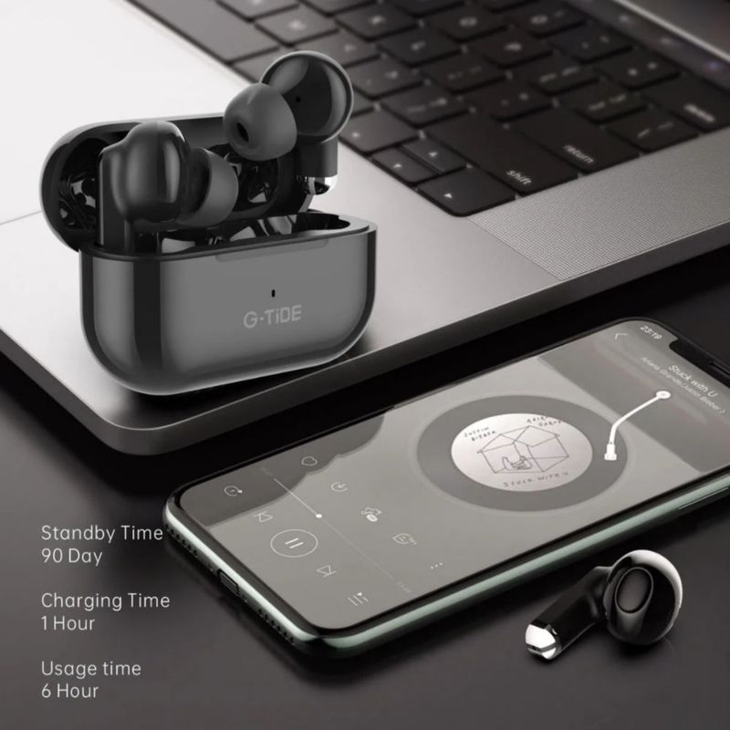 Audífonos G-Tide L22 Negro con Smartwatch Filwans GTR Plata