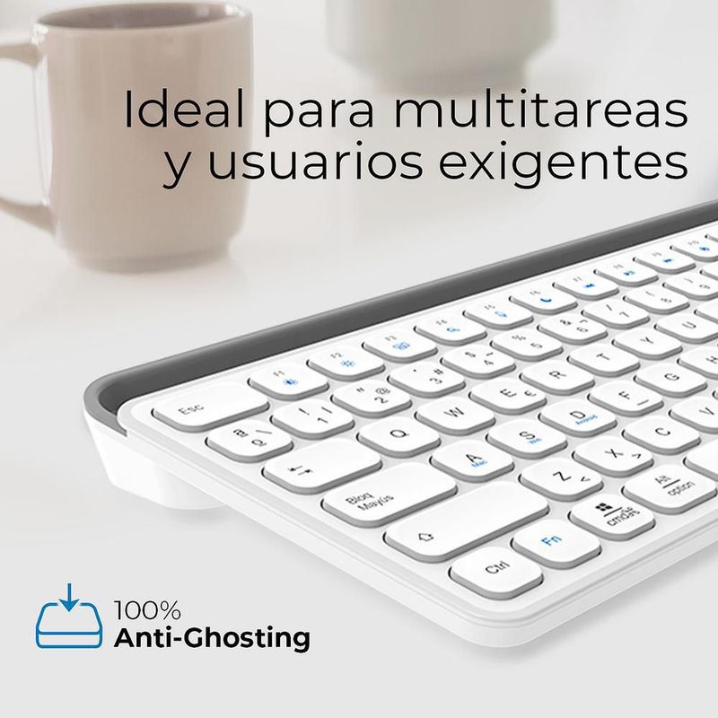 Teclado multidispositivo acteck inspire trek ti747 inalambrico usb 2.4 mhz + bt