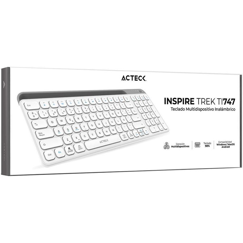 Teclado multidispositivo acteck inspire trek ti747 inalambrico usb 2.4 mhz + bt