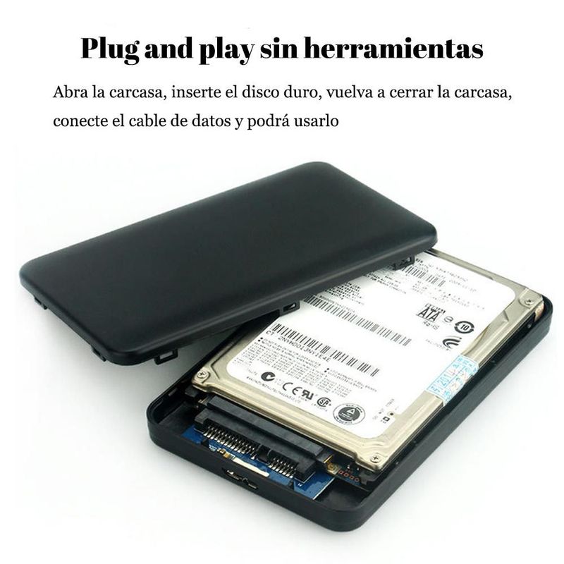 Caja de disco duro con contraseña, 2.5 pulgadas, USB 3.0, SATA, con botón, caja externa de disco duro portátil cifrada.HOGAWAY