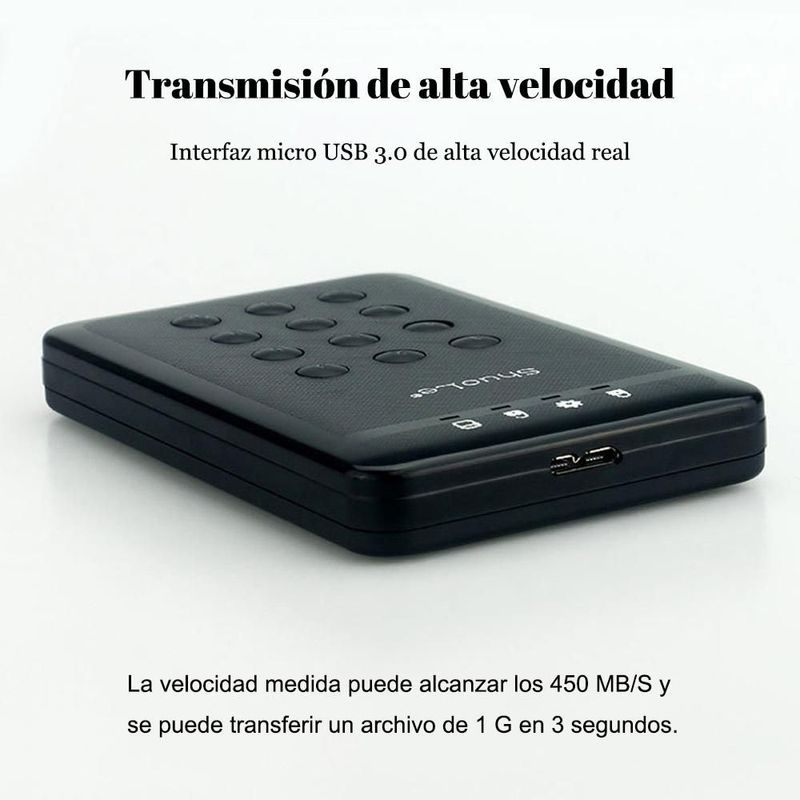 Caja de disco duro con contraseña, 2.5 pulgadas, USB 3.0, SATA, con botón, caja externa de disco duro portátil cifrada.HOGAWAY