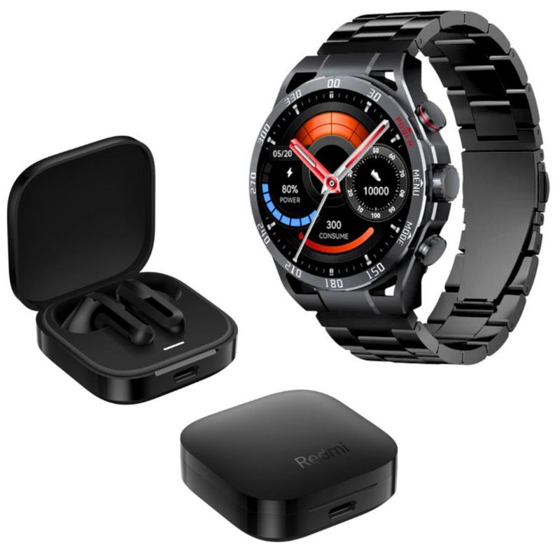 Xiaomi Redmi Buds 6 Active Negro con Smartwatch Filwans GTR Negro