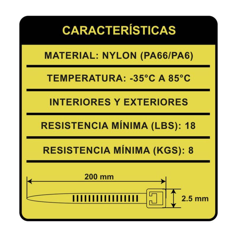 Cinchos Plastico Negros 500pz LK-CN-500 20cm X 2.5mm Alta Resistencia