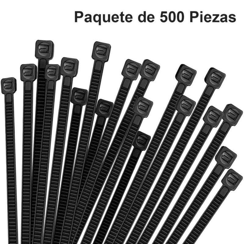 Cinchos Plastico Negros 500pz LK-CN-500 20cm X 2.5mm Alta Resistencia