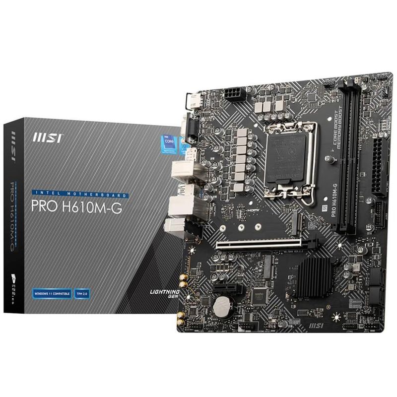 Tarjeta madre msi pro h610m-g lga 1700 2x ddr5 m.2 micro atx