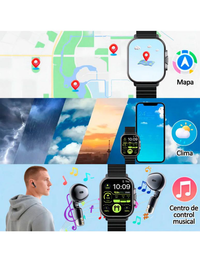 Petukita Box Smartwatch D8 con Audífonos