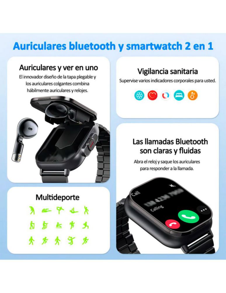 Petukita Box Smartwatch D8 con Audífonos