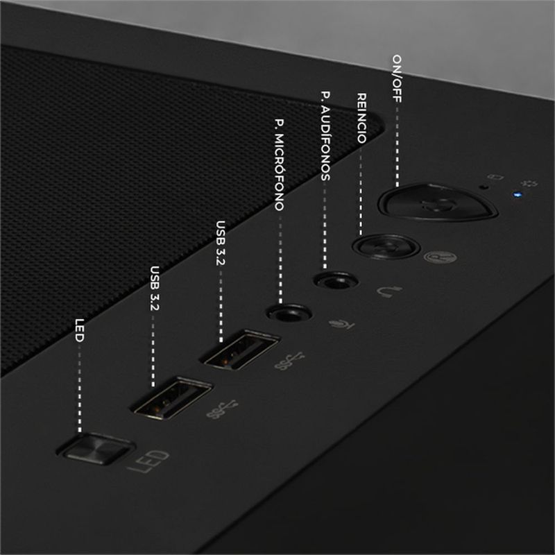 Gabinete xtreme pc loong:nia media torre 6 fan rgb negro