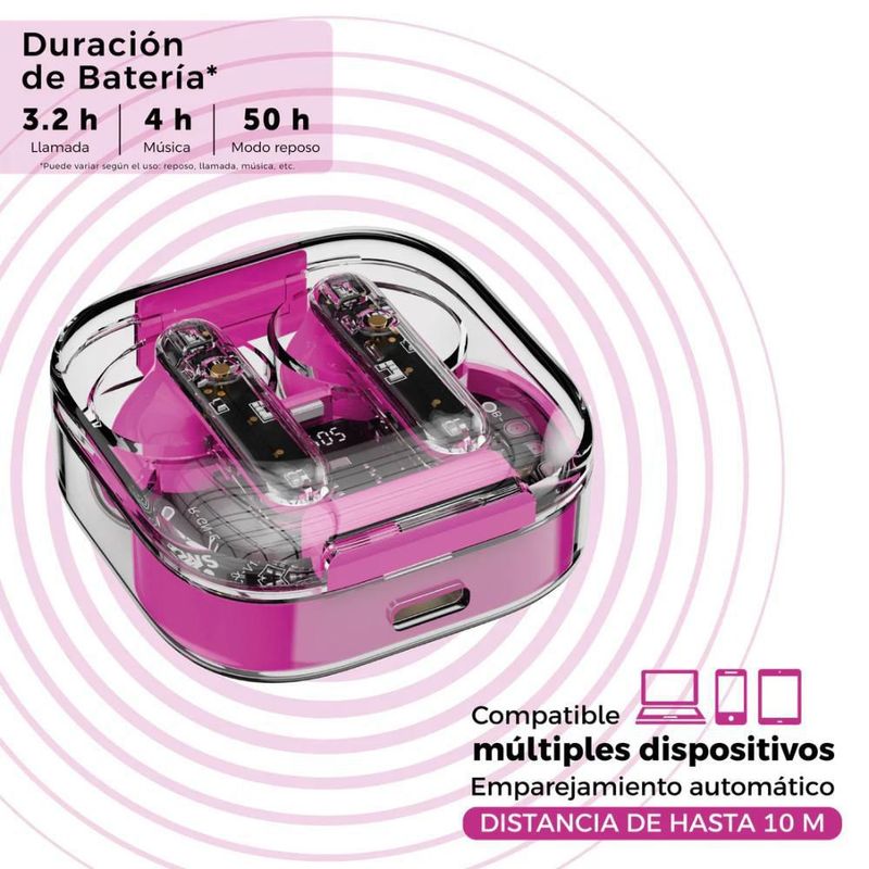 Audífonos Inalámbricos Binden Onepops Funky Tecnología BNC-Rosa