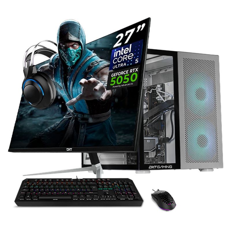 Pc gamer dxt rtx 5050 ultra 5 16gb ddr5 ssd 1tb monitor 27