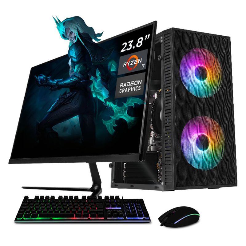 Xtreme pc radeon vega ryzen 7 16gb ssd 1tb monitor 23.8 bk
