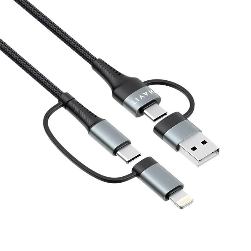 Cable de carga 4 en 1 Havit USB-A/C a USB-C/Lightning 1m Negro